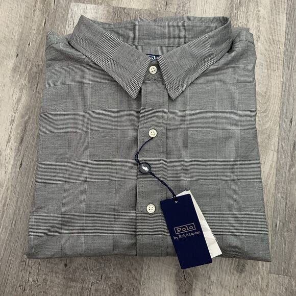 POLO Ralph Lauren Shirt Men 4XB Big Tall Black Glen Plaid Holiday Sun Valley NEW - Picture 1 of 8